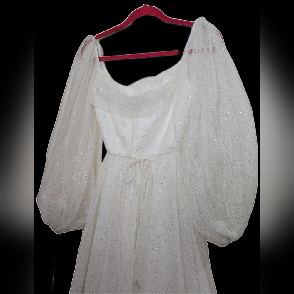 NWT XS Saints + Secrets Sparkle Puff Sleeve Mini Dress